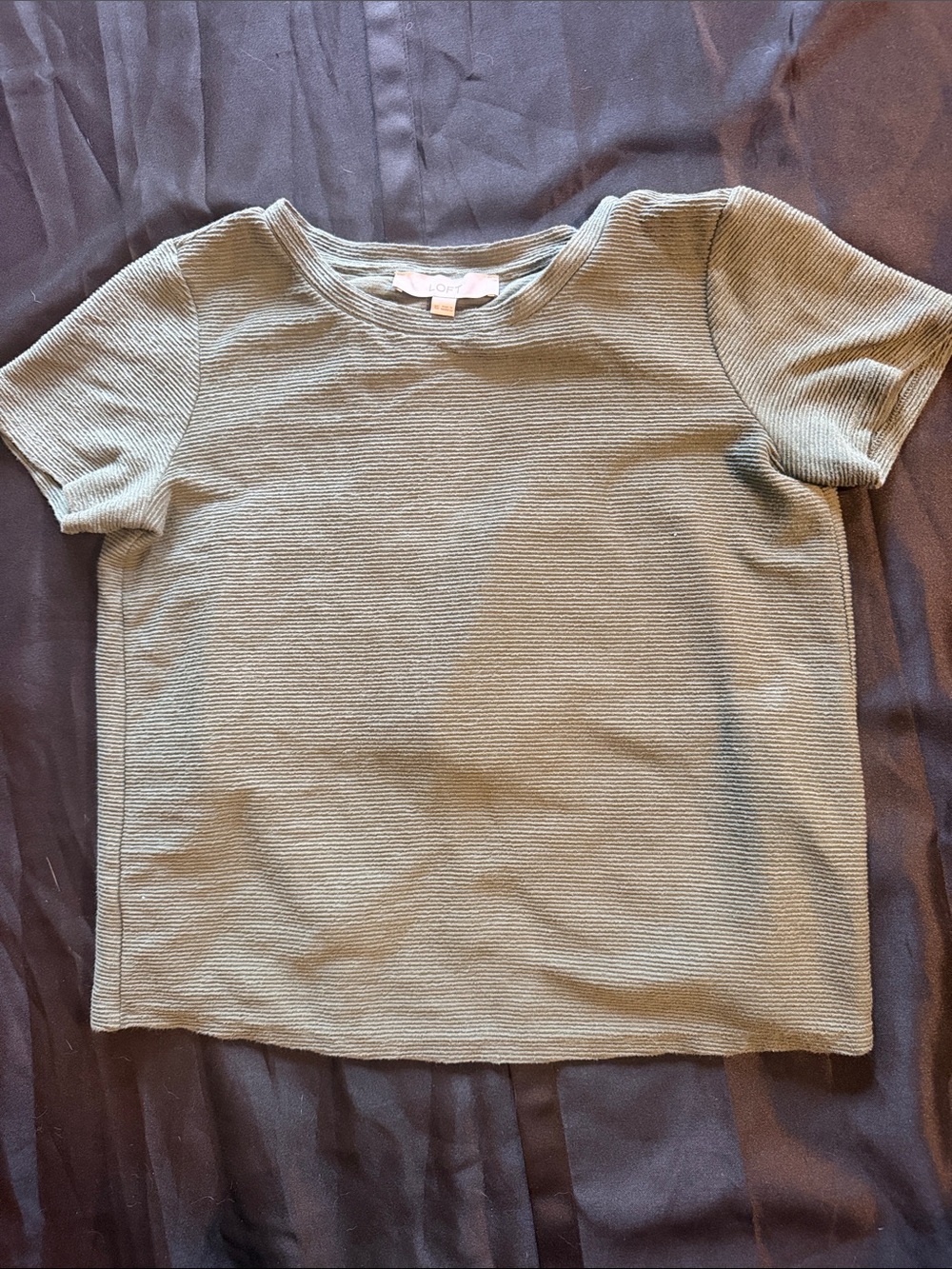 LOFT blouse, olive green, fun back. - Picture 1 of 4